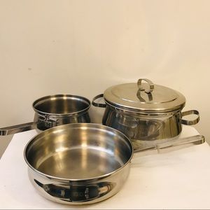 National Silver Co 4 pieces stainless pots pan set